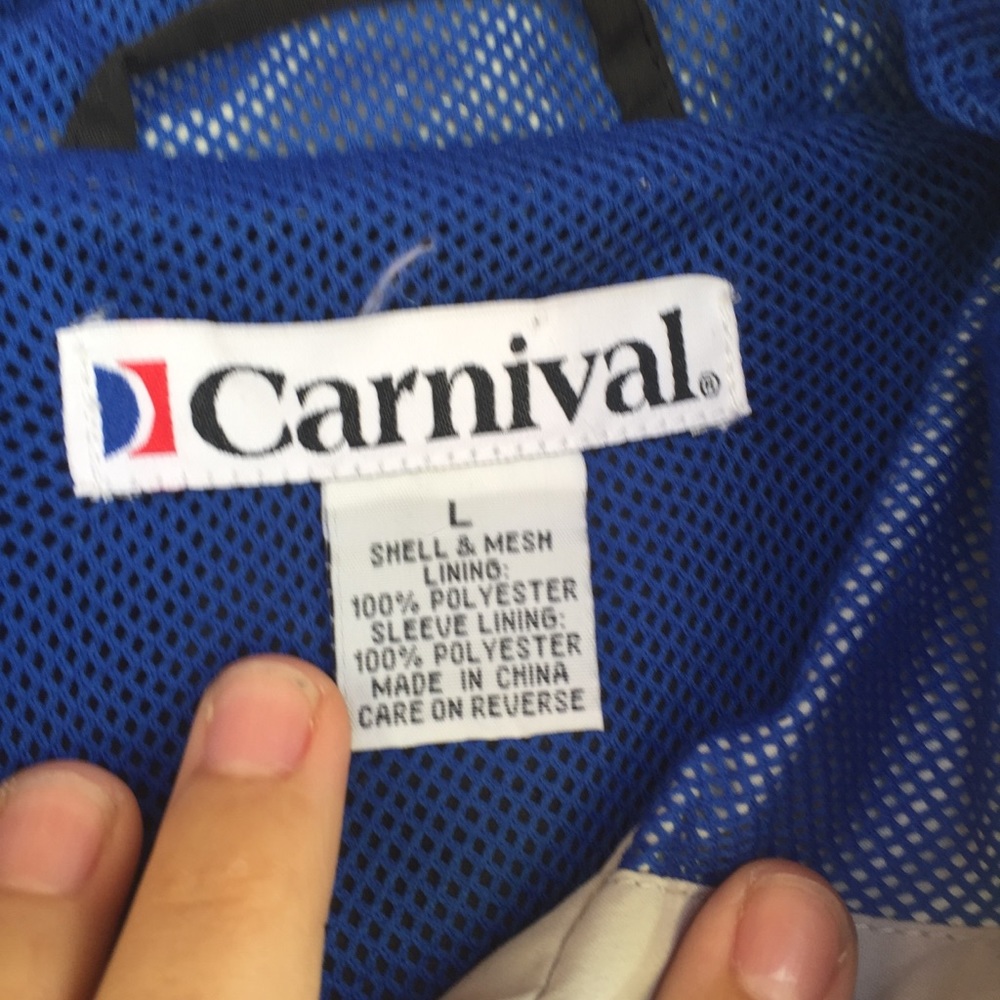 CARNIVAL Cruise line Wind Breaker Logo Zip Jacket - Picture 11 of 11